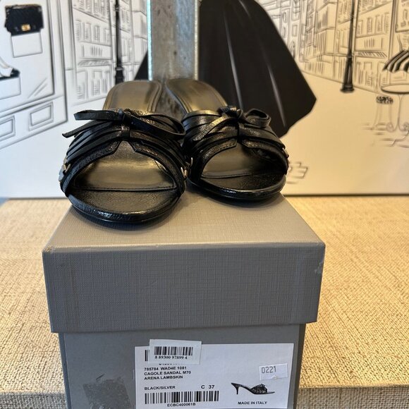 Balenciaga Cagole 70 Leather Mule in Arena Lambskin Black - Picture 2 of 10